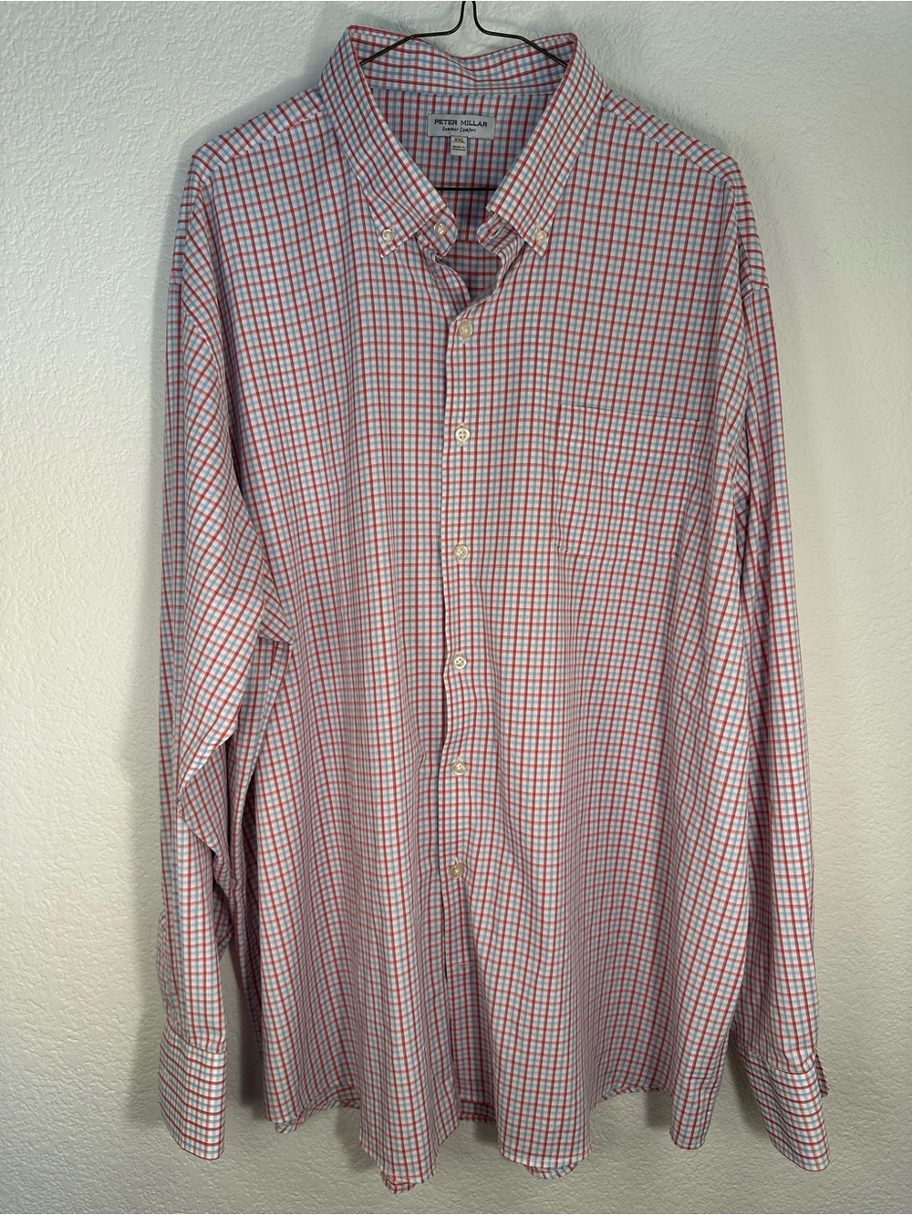 Peter Millar Summer Comfort Men’s XXL Plaid Long Sleeve Button Up Shirt